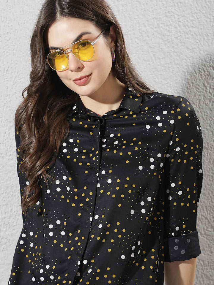 Black Printed Modal Shirt