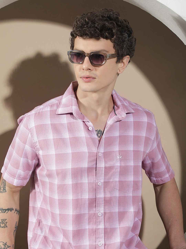 Pink Checked 100% Cotton Shirt