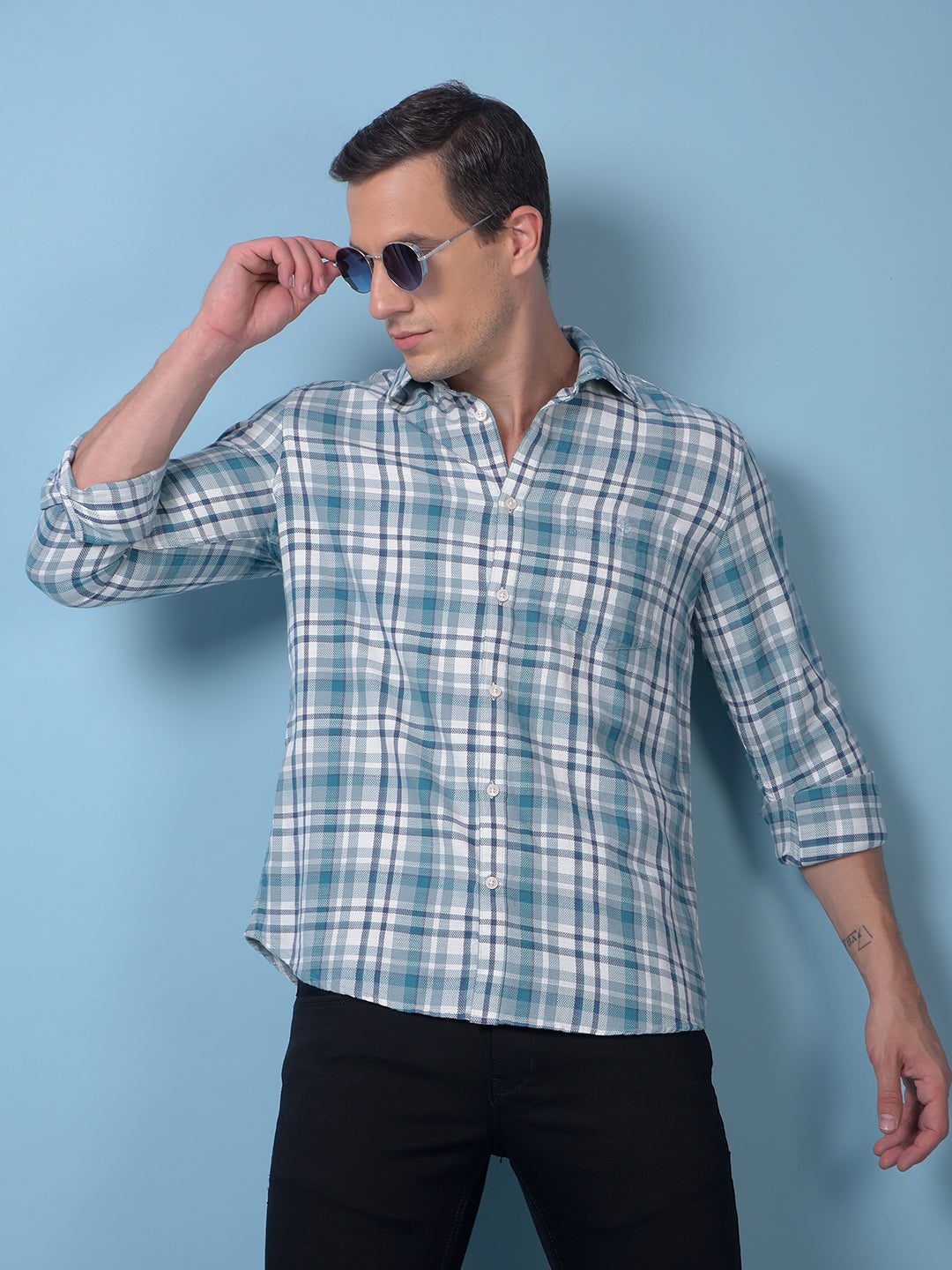 Green Checked 100% Cotton Shirt