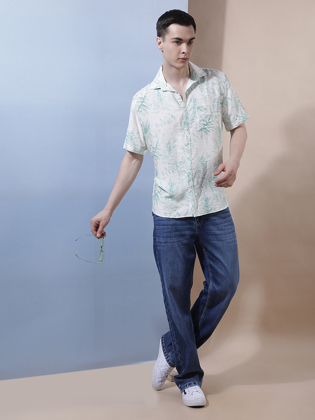 Green Floral Printed Shirt