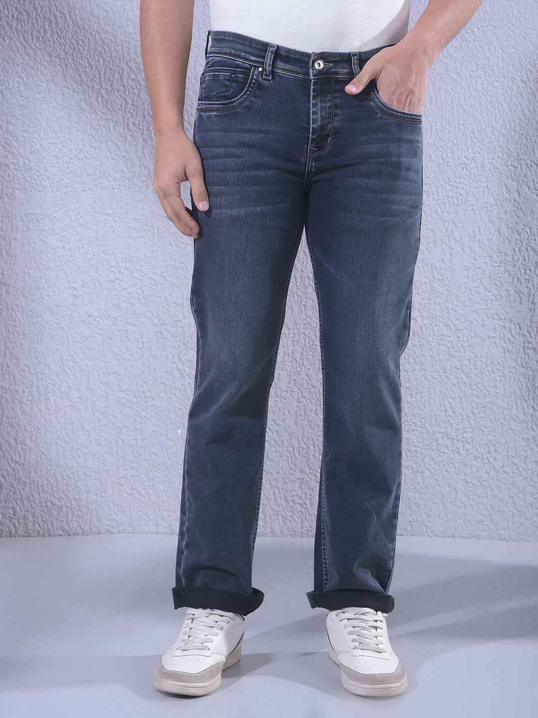 Dark Blue Straight Stretch Jeans