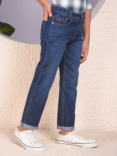 Chic Navy Blue Straight Jeans