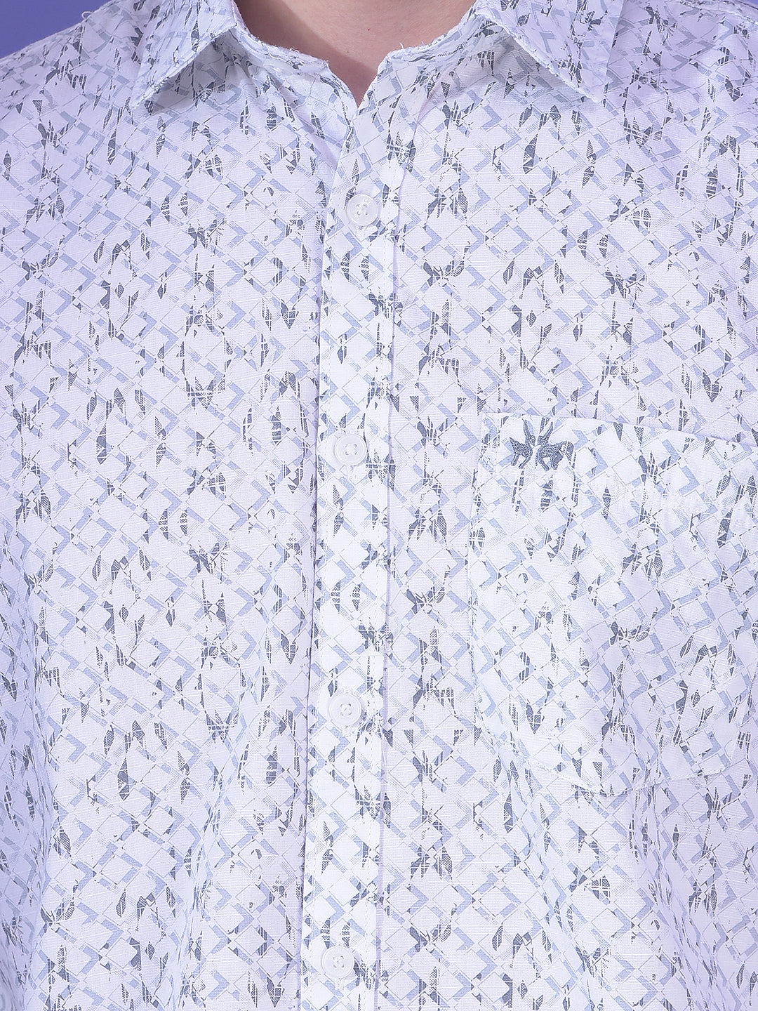 Fluid White Printed Shirt