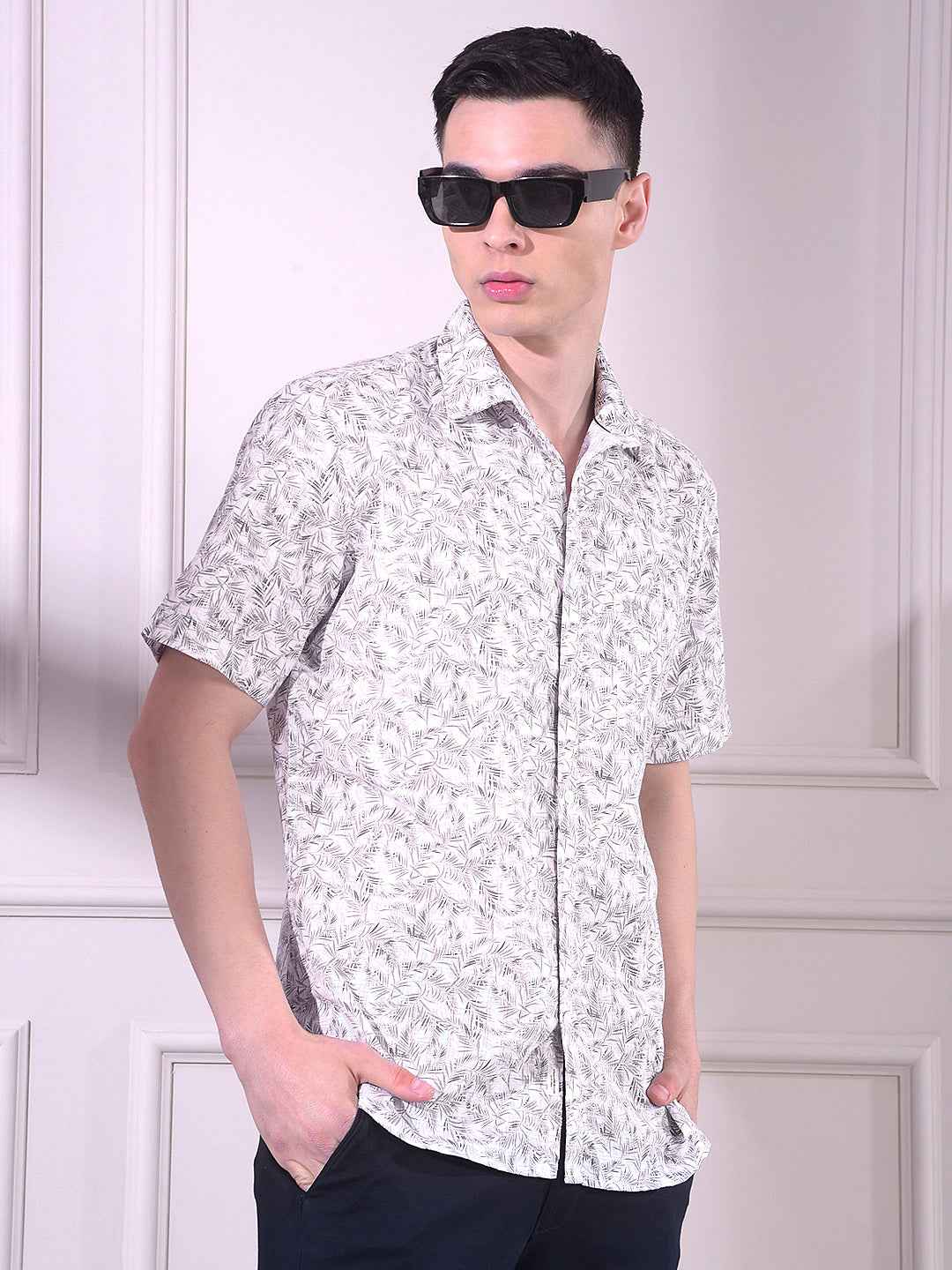 Grey Floral Print Shirt
