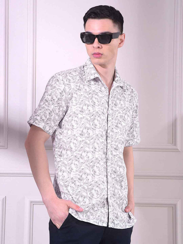 Grey Floral Print Shirt