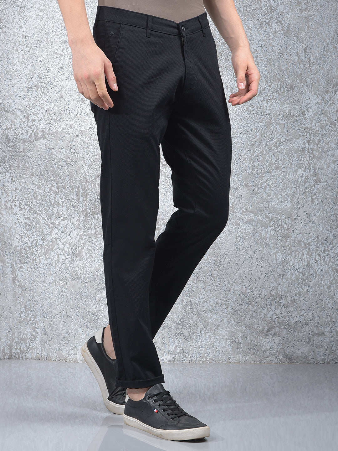 Carbon Dobby Stretch Black Trousers