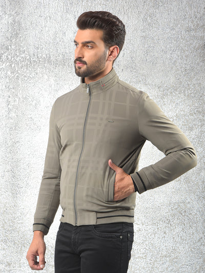 Beige Checked Puffer Jacket