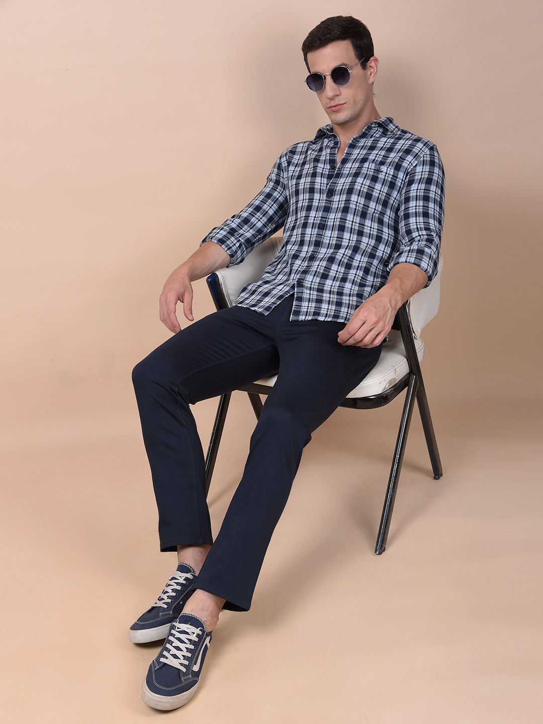 Brown Checked 100% Cotton Shirt