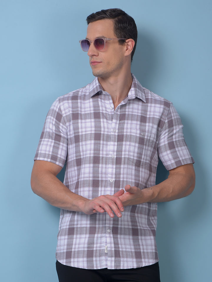 Purple Checked 100% Cotton Shirt