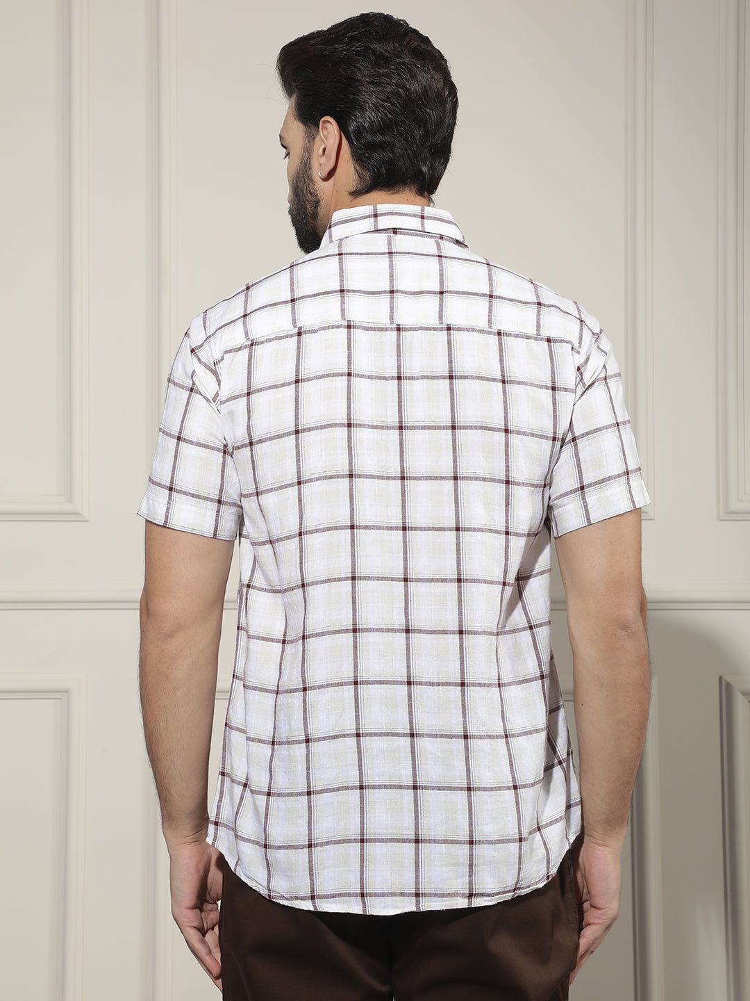 Purple Checked Linen Shirt