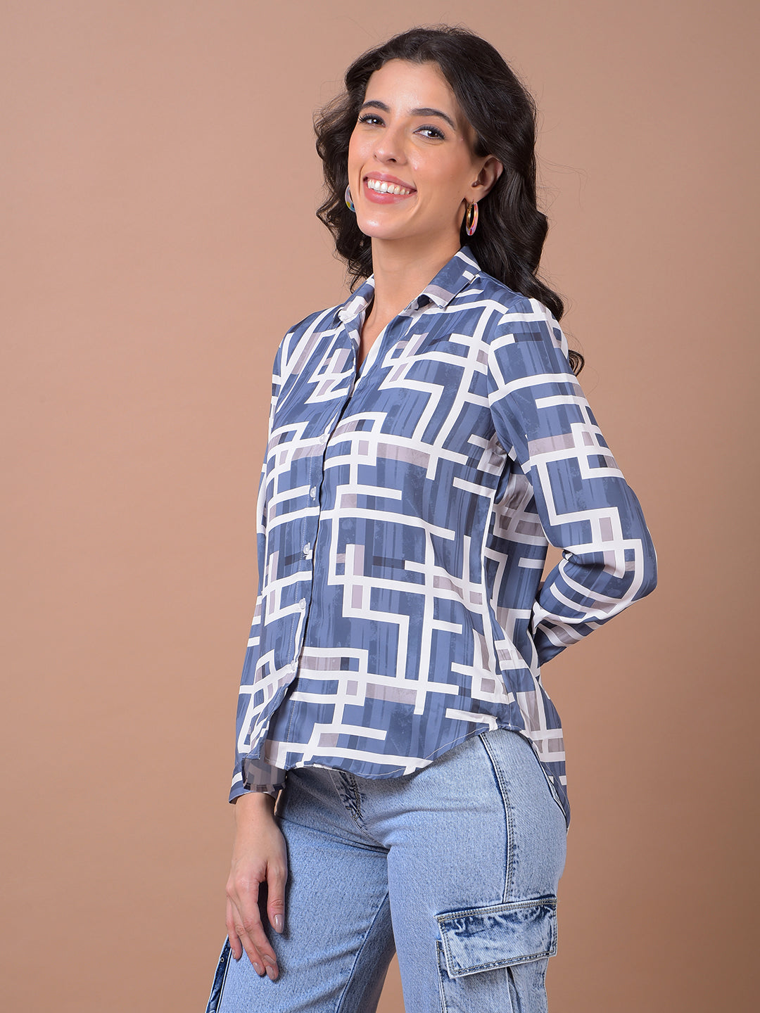 Blue Printed Shirt