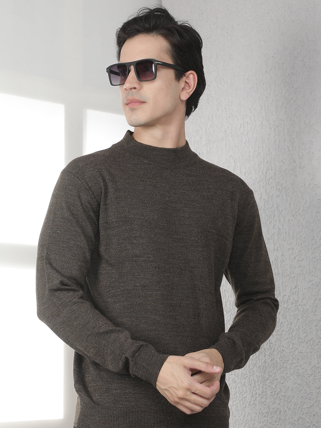 Brown High Neck Sweater