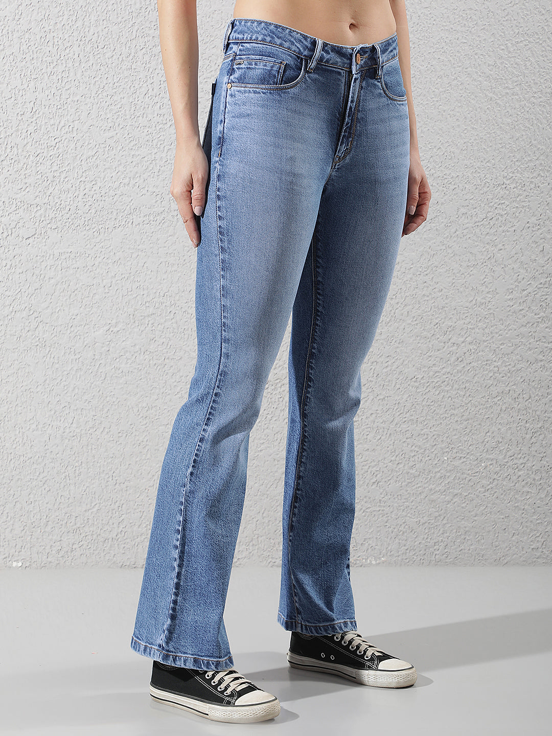 Structured Azure Blue Bootcut Jeans