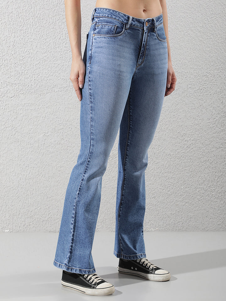 Structured Azure Blue Bootcut Jeans