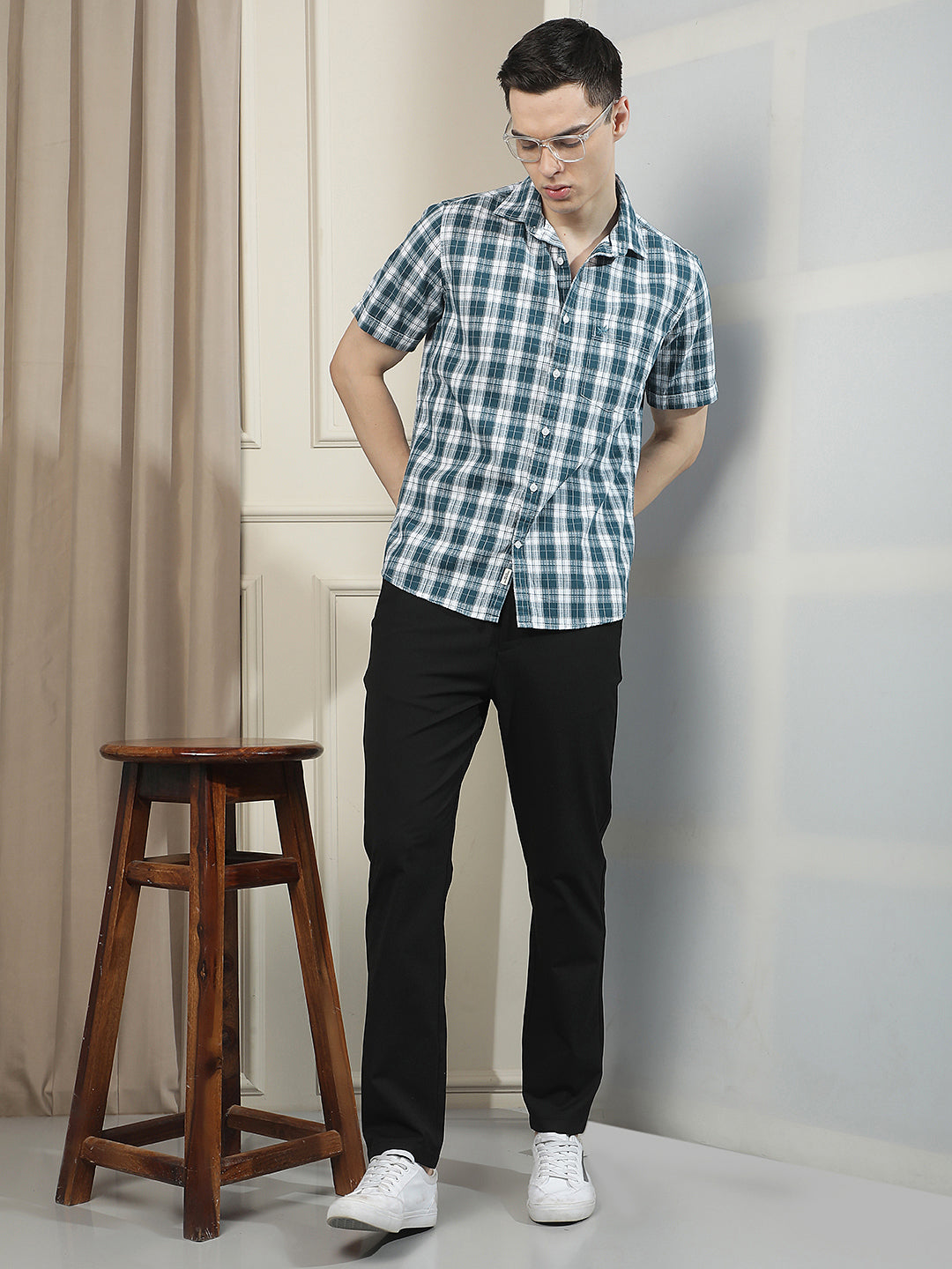 Blue Checked 100% Cotton Shirt