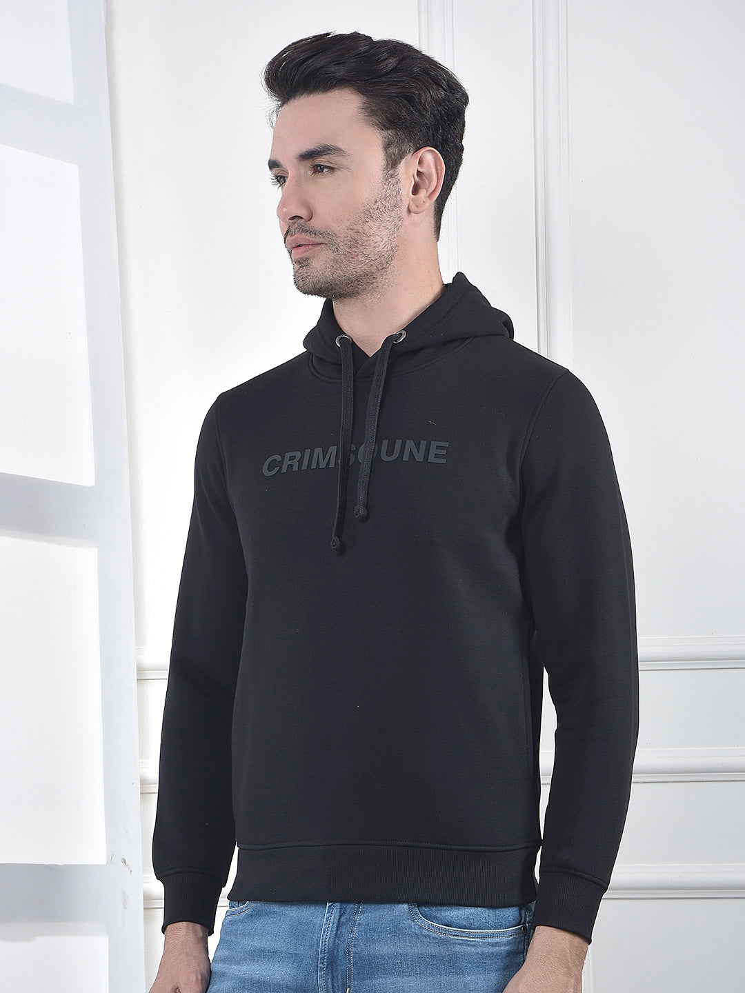 Black Embellished Hooded Neck Sweatshirt