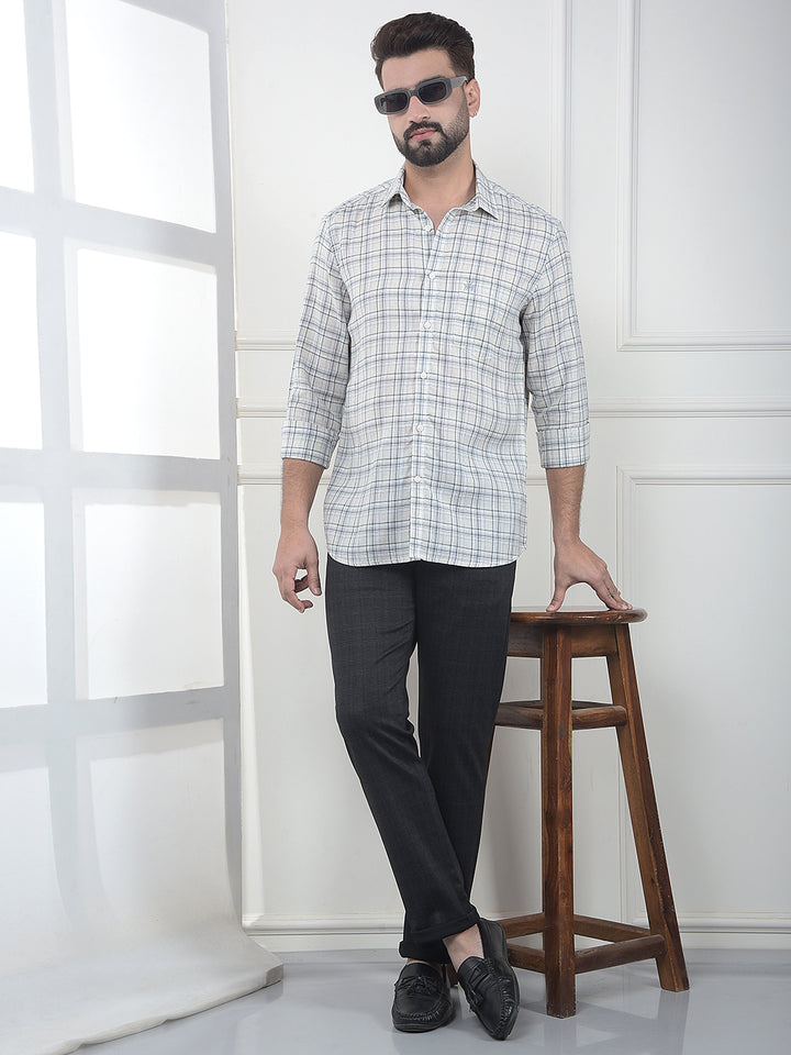Cinereous Grey Checked Linen Shirt