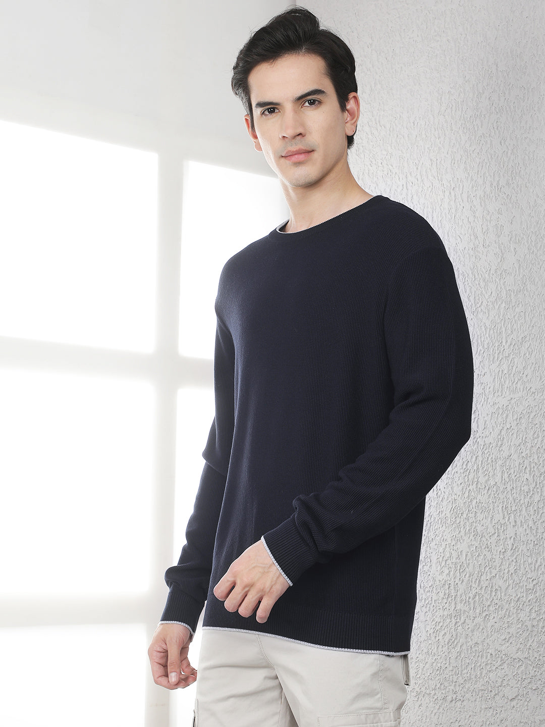Navy Blue Oversized Round Neck Sweater