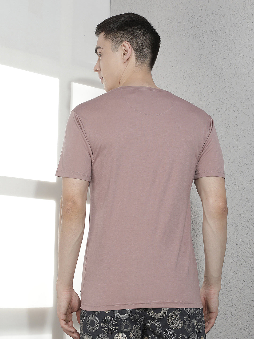 Stylish Dusty Pink Crew Neck T-Shirt