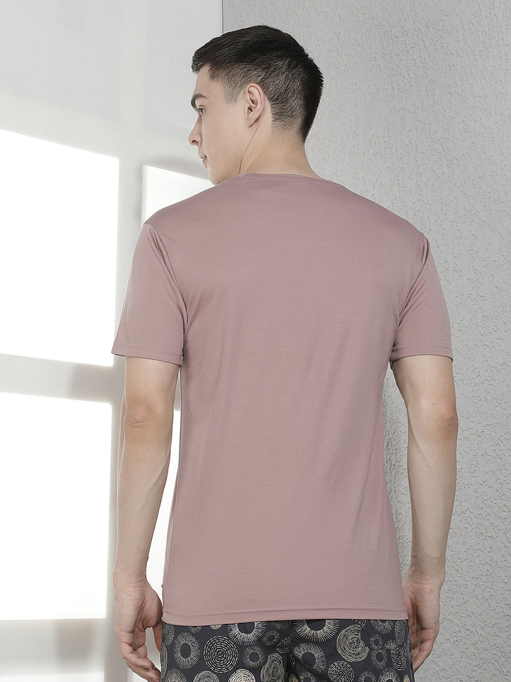 Stylish Dusty Pink Crew Neck T-Shirt