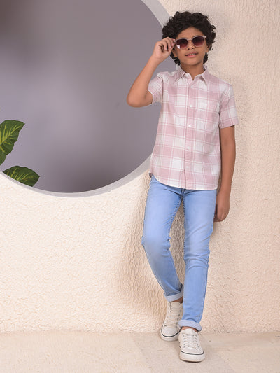 Purple Checked 100% Cotton Shirt