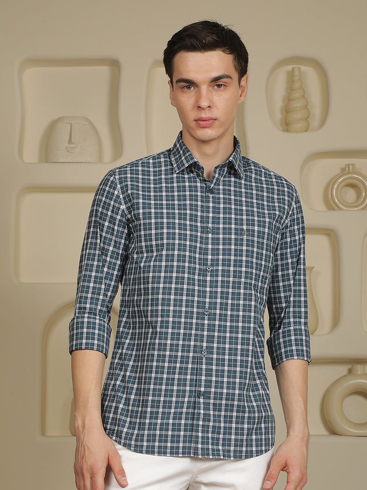 Blue Checked 100% Cotton Shirt