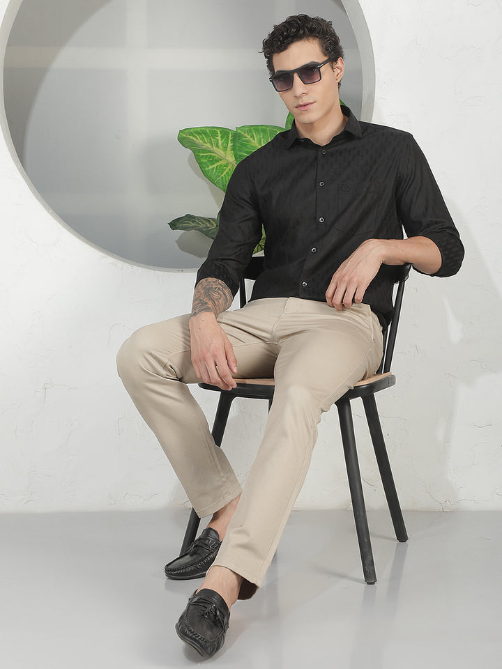 Refined Midnight Black Jacquard Shirt