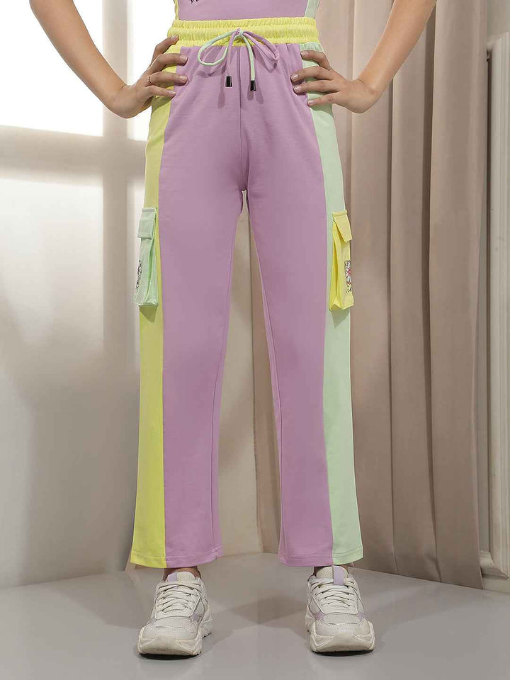 Purple Colorblocked Trackpants