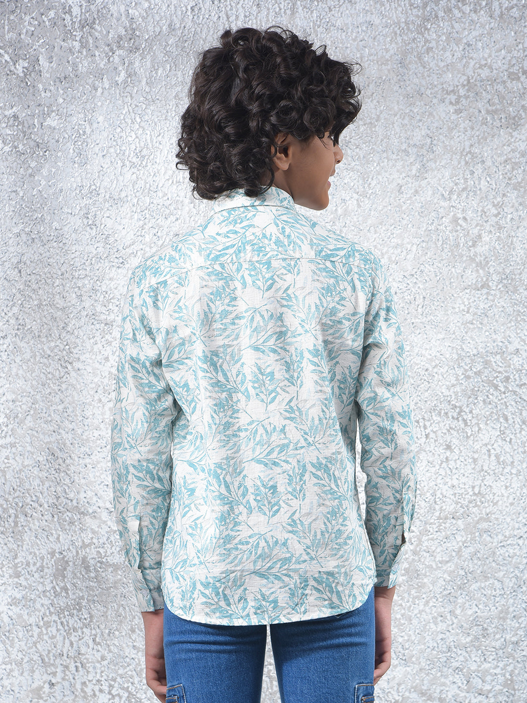 Blue Floral Print 100% Cotton Kurta