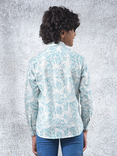 Blue Floral Print 100% Cotton Kurta