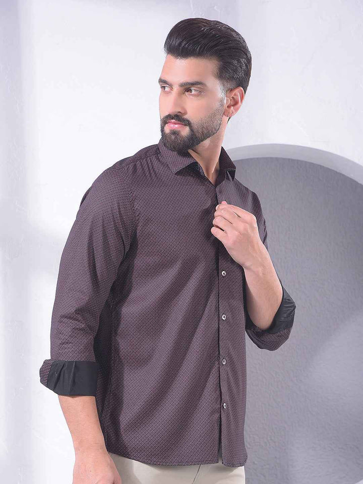 Wine Polka Dot Print Shirt