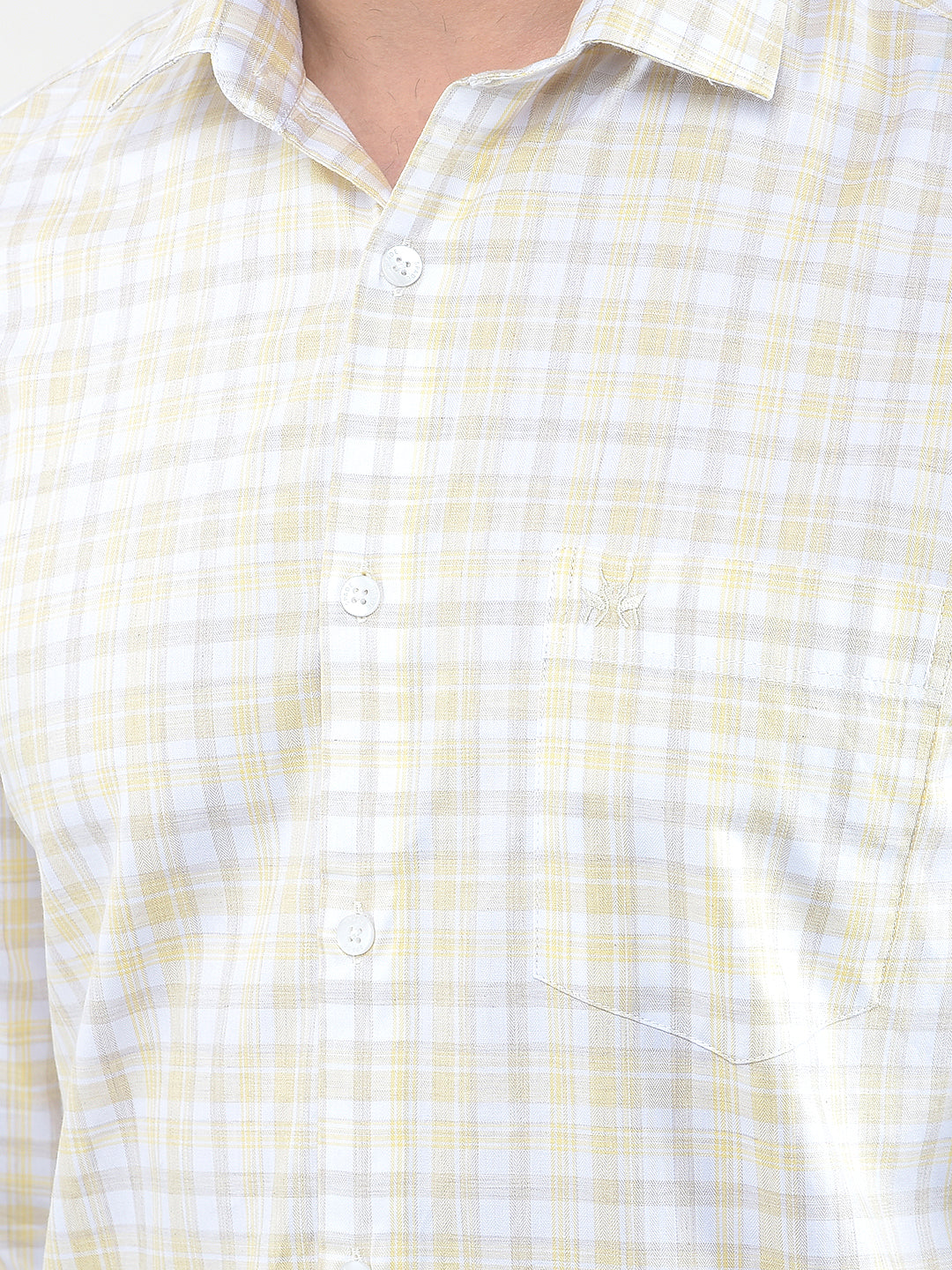 Yellow Checked 100% Cotton Shirt