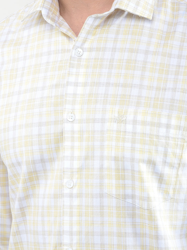 Yellow Checked 100% Cotton Shirt