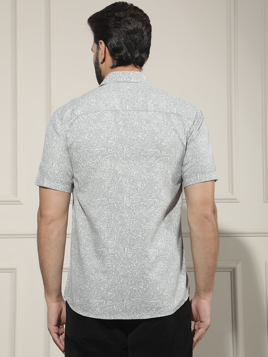Grey Floral Print Shirt