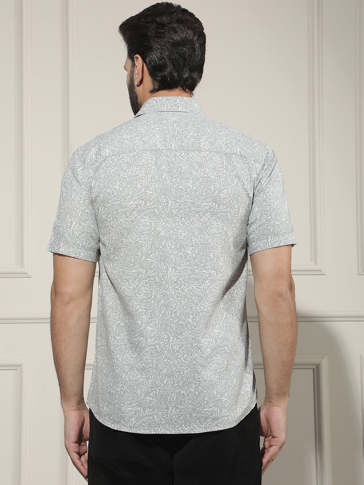 Grey Floral Print Shirt