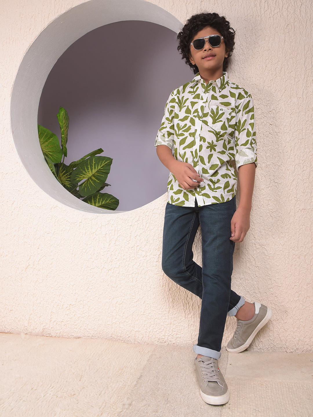 Green Floral Print Shirt