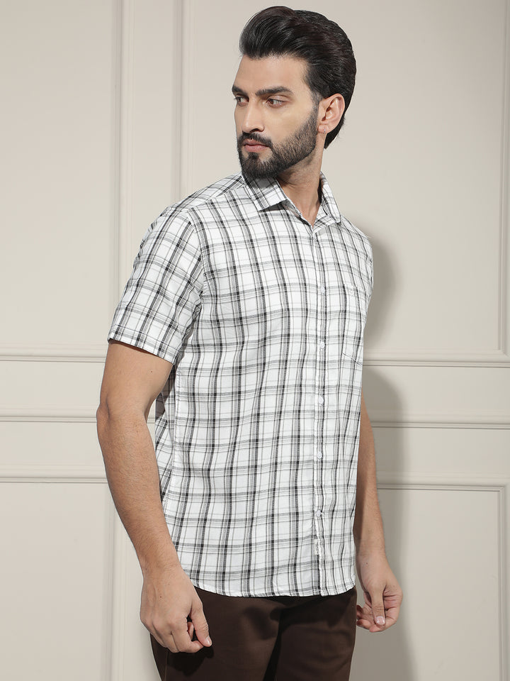 White Checked 100% Cotton Shirt