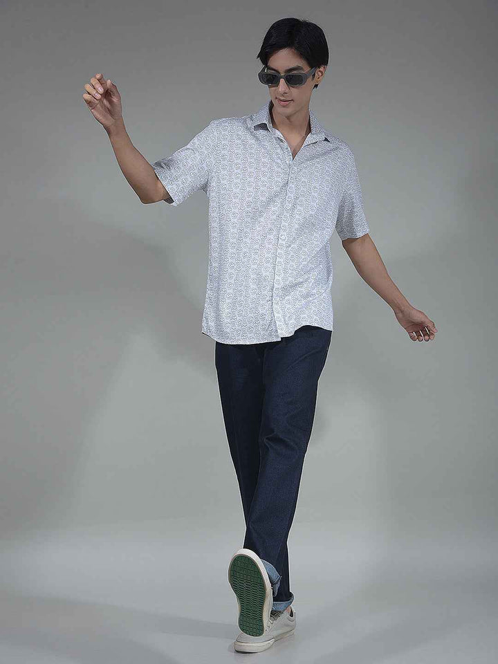 White Graphic Print Shirt