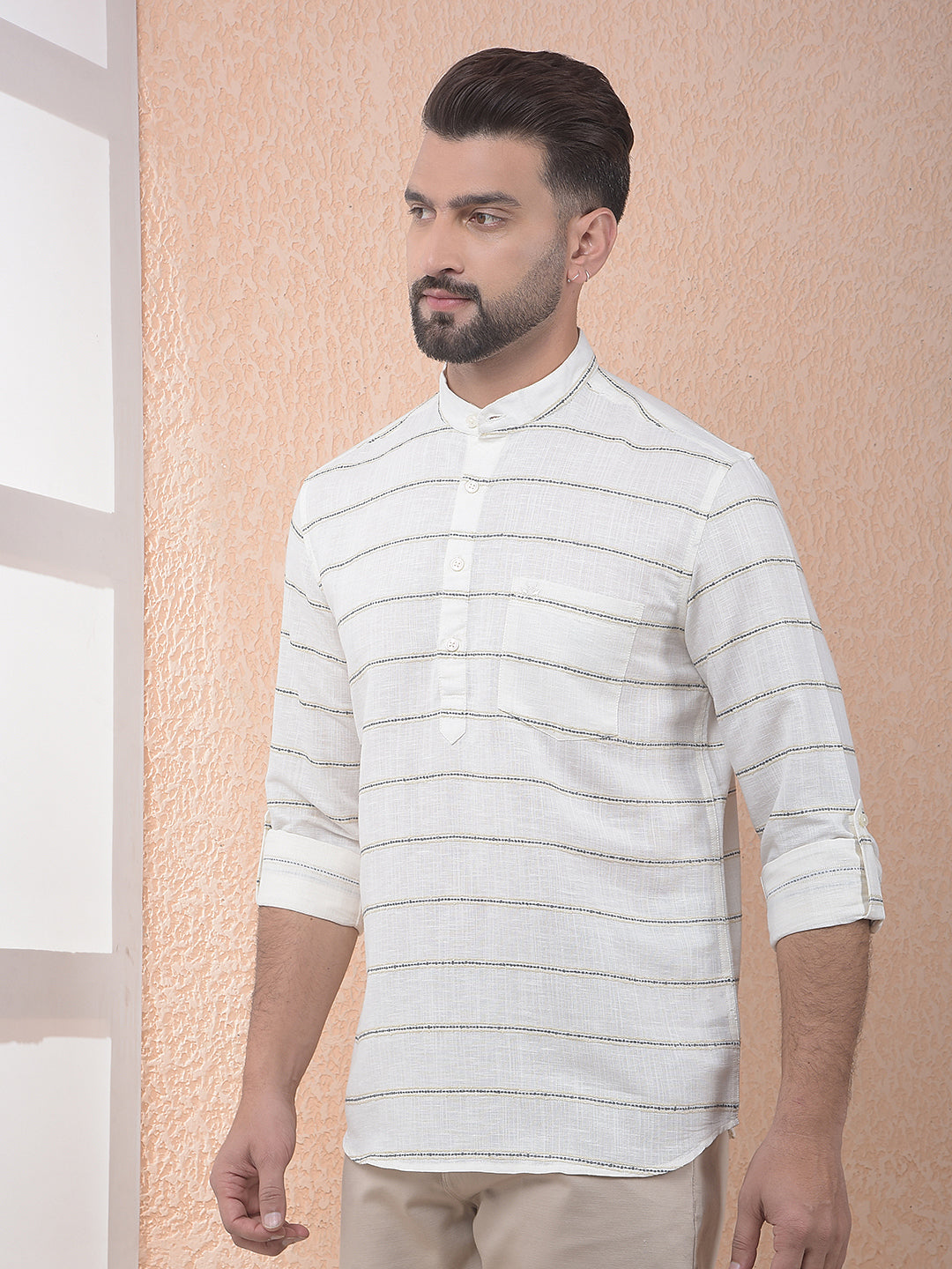 White Subtle Stripe Kurta