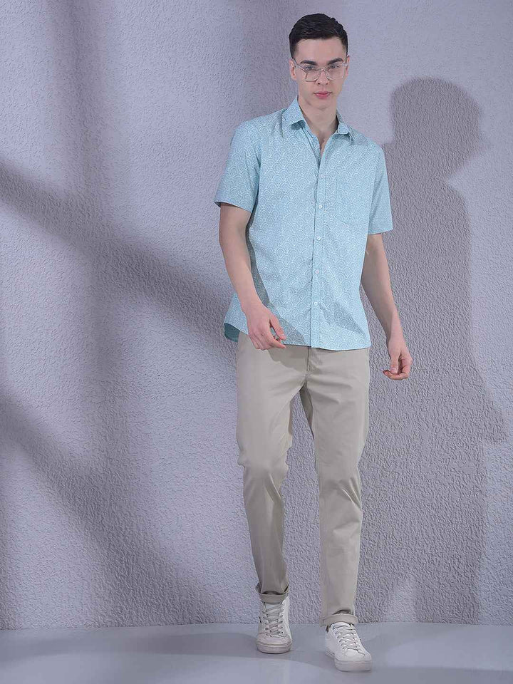 Blue Floral Print Shirt