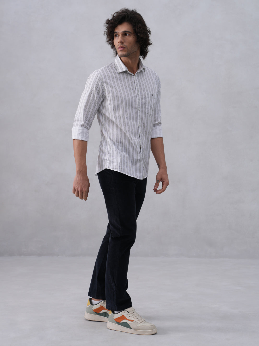 White Vertical Stripes Shirt