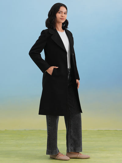 Black Notched-Lapel Over-Coat