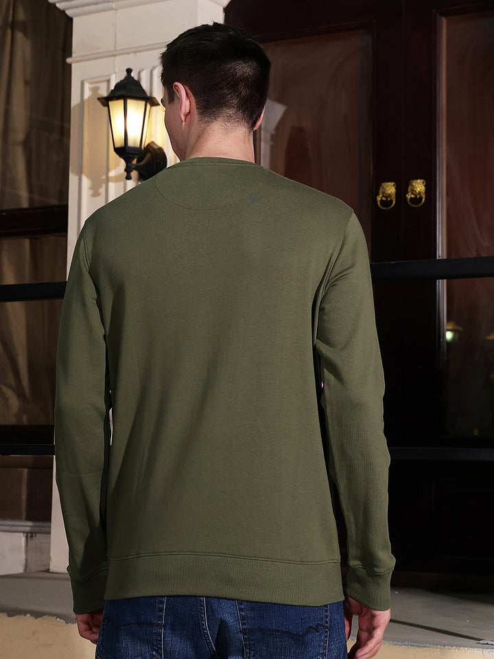 Olive Graphic Print Sweatshirt