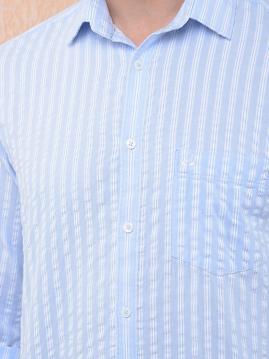 Blue Vertical Stripes 100% Cotton Shirt