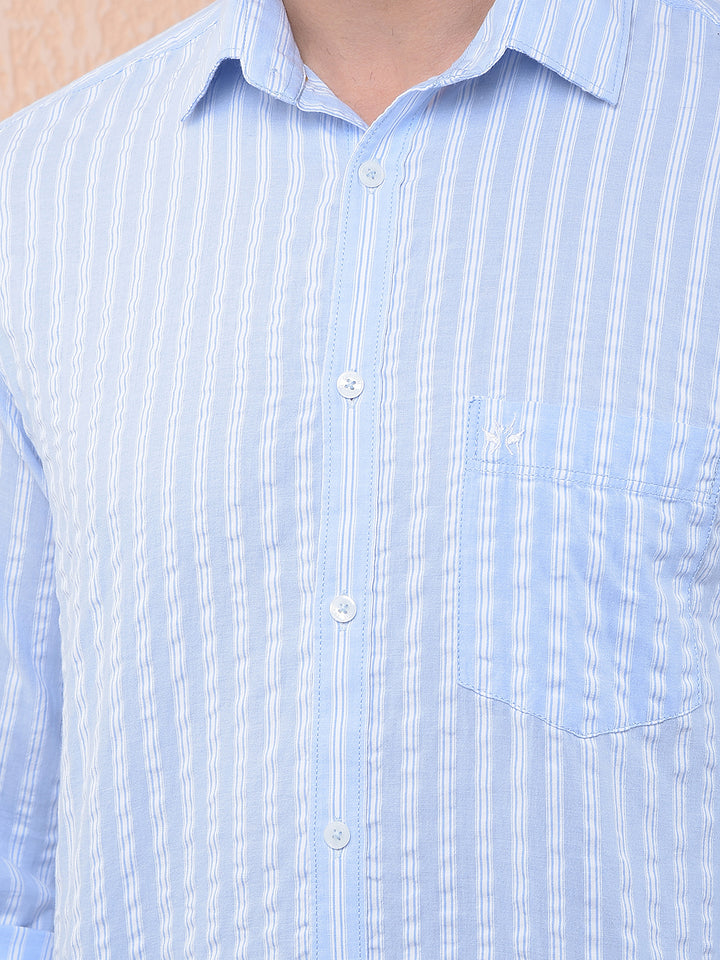 Blue Vertical Stripes 100% Cotton Shirt