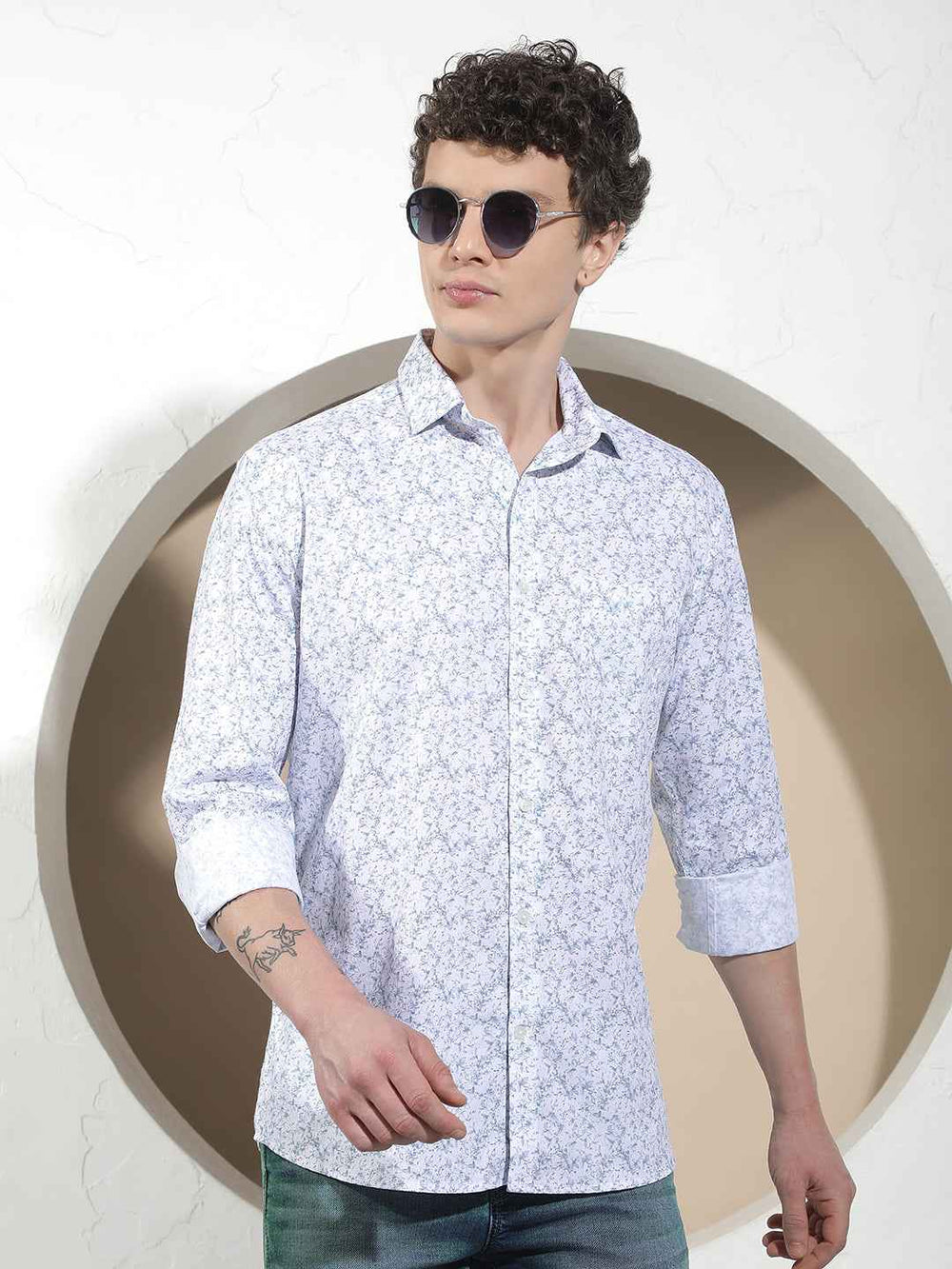 Blue Floral Print Shirt