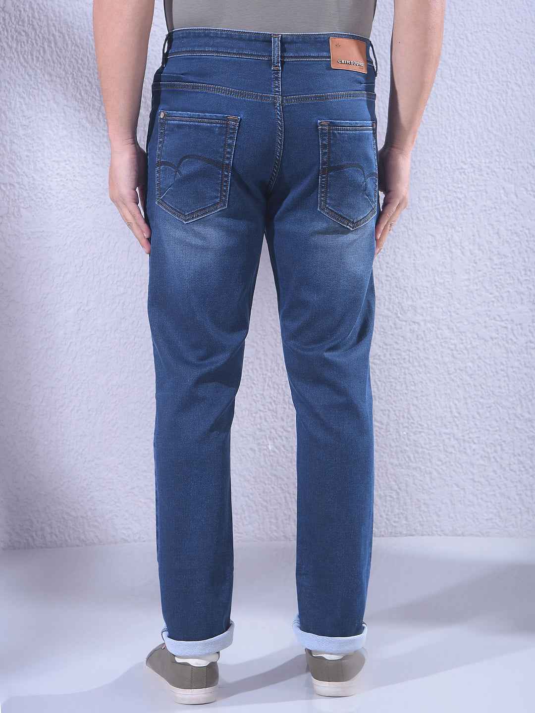 Vivid Blue Faded Stretch Jeans