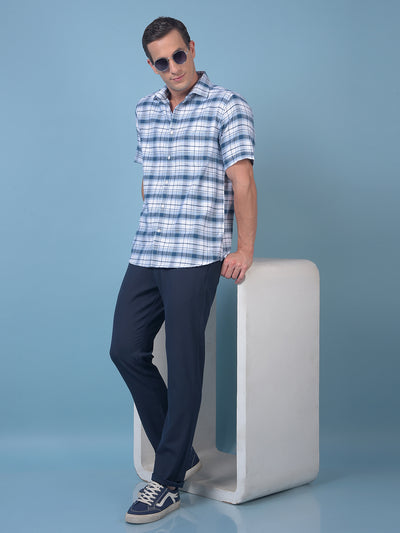 Blue Checked 100% Cotton Shirt