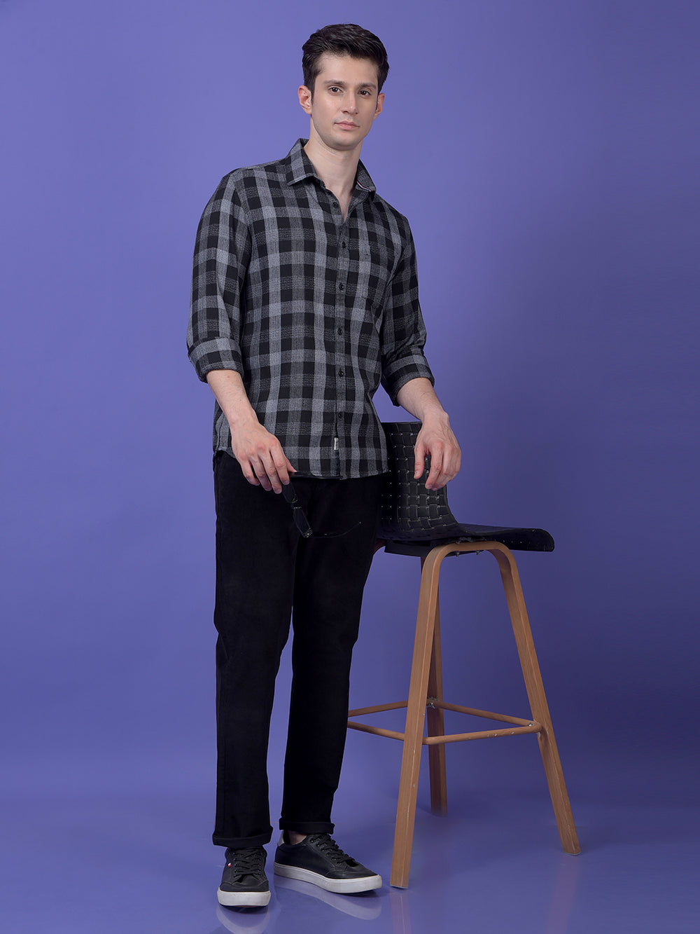Black Checked 100% Cotton Shirt