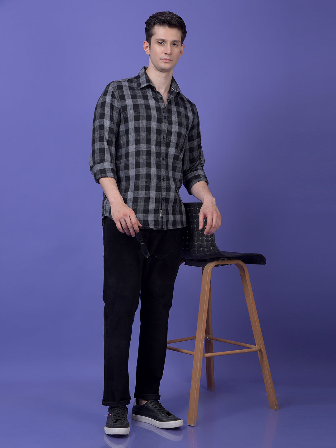 Black Checked 100% Cotton Shirt